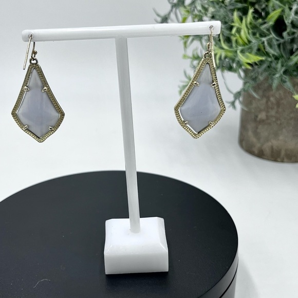 Kendra Scott Alex Slate Cat’s Eye 14K Gold Plated French Wire Earrings - Picture 4 of 12